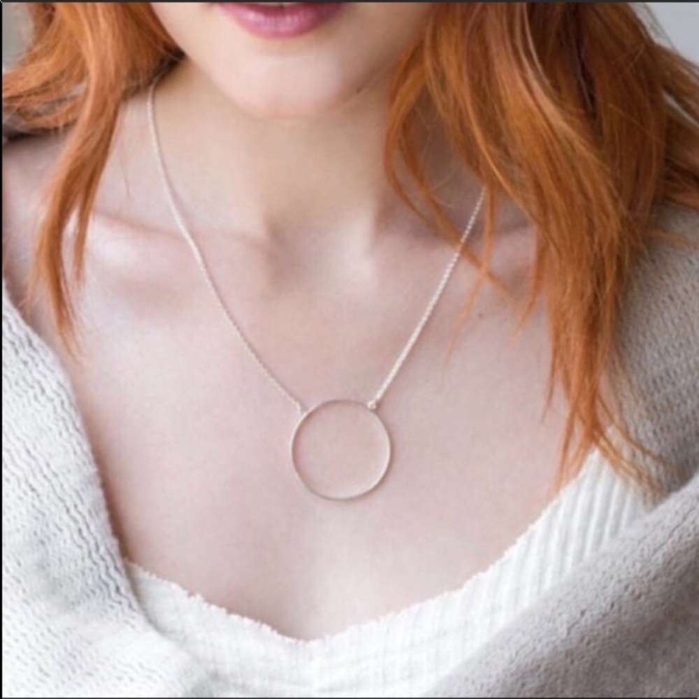 Lele Sadoughi Silver Circle Necklace